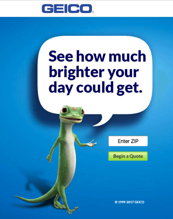 Geico Top 5 eCommerce landing pages